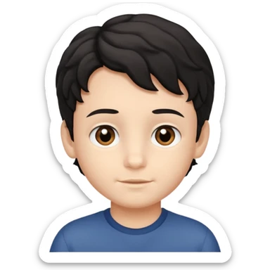 Siyah dalgalı saçlı kahveringi gözlü kücük erkek çocuk sticker