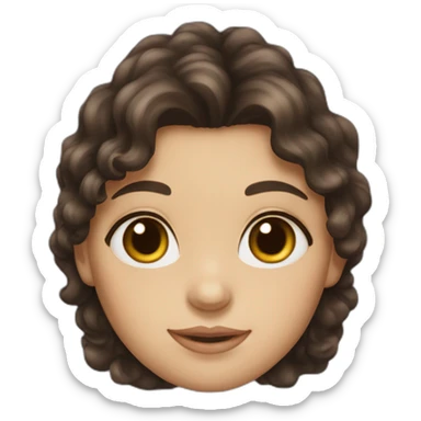girl with dark brown long curly hair, fair skin and hazel eyes sticker