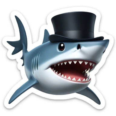 Shark with a top hat sticker