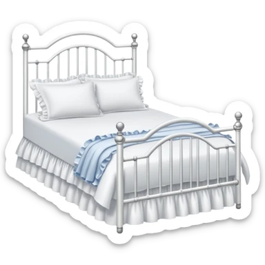 white metal bed  linen with ruffles sticker
