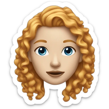 White Ginger woman long curly hair blue eyes sticker