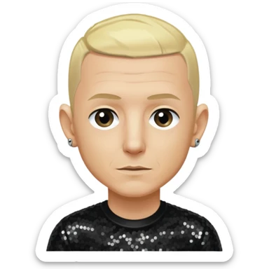 Chester Bennington with blonde hair, black sequin shirt sticker