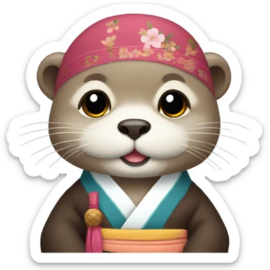 a otter face wearing traditional korean hanbok sticker