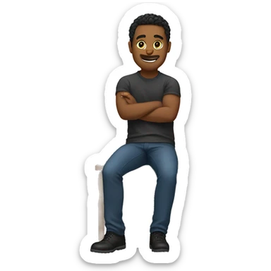 my coworker holding his leg sticker