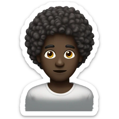 dark skin curly fro concerned man sticker