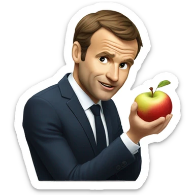 Macron qui mange une pomme sticker