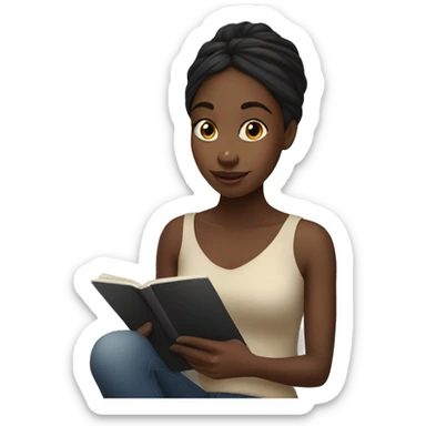 Black girl reading a book on ipad sticker
