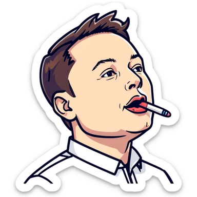 elon musk turned to the side sticking his tongue out to lick something   sticker