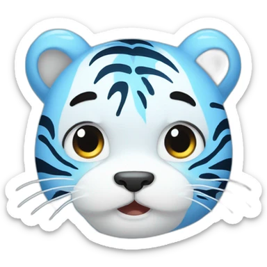 kawaii crying blue tiger sticker