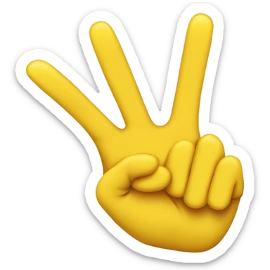 yellow faced emoji with lip bite holidng up two yellow hands showing the backside of the hand holding the peace sign sticker