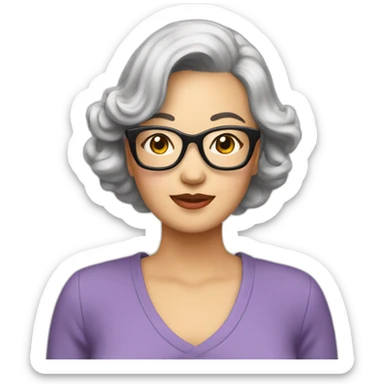 mum glasses asian in 50s sticker