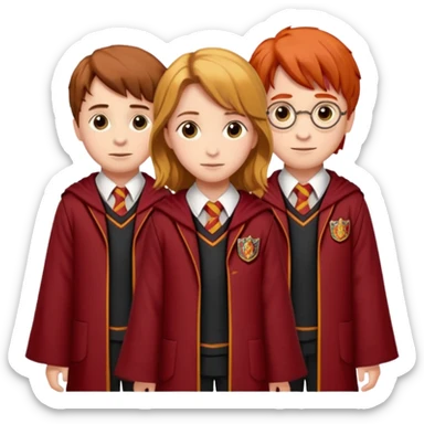 harry potter, ronald weasley and hermione granger in gryfinndor uniform sticker