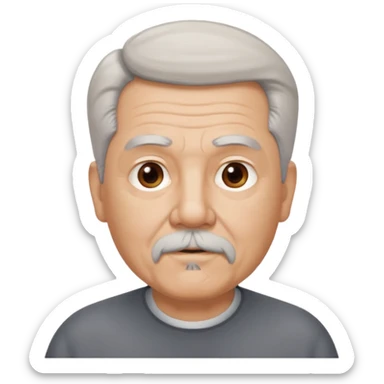 75, goatee, bold, side hair grey, no glasses, chubby sticker