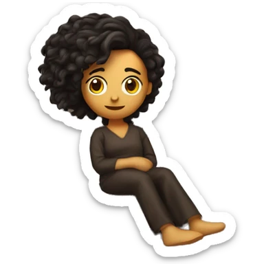 Chica blanca oscura con cabello rizado marrón oscuro durmiendo en una cama sticker