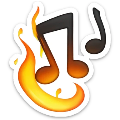Music note on fire  sticker