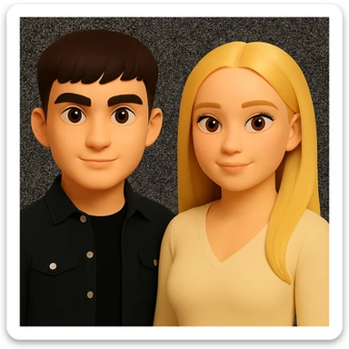 Keep the image unchanged except slightly spread the people apart from each other. Preserve the original style and background as is. sticker