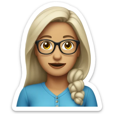 Mujer pelirroja con lentes y blusa azul muy feliz sticker