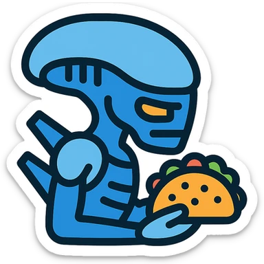 Xenomorph Alien holding tacos sticker