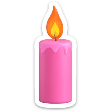 Draw a pink candle with a flame on it at an angle of 15 degrees from the horizontal. sticker