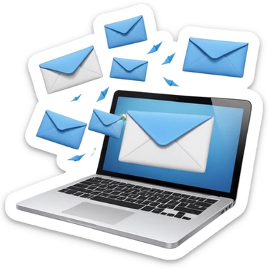 Envelopes flying out of a lptop sticker