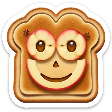 toast with apple slices with a hint of cinnamon on top, emoji style, no text sticker