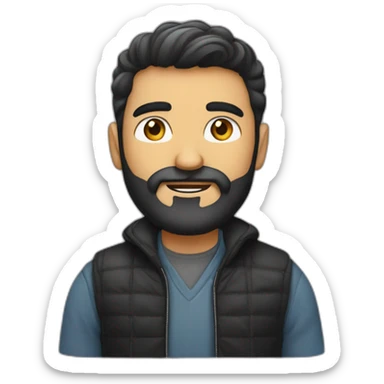 Hombre moreno calvo y con barba con ropa negra sticker