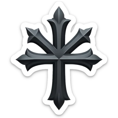 Minimal emoji, simple gothic cross forged from matte black metal, thick balanced proportions, fashion avant-garde minimalism, no decoration, no glow, no neon, flat emoji style, centered, transparent background sticker