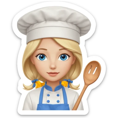 Sexy Long Blonde hair blue eyed female chef sticker