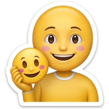 cheerful emoji face holding a thank you sign sticker