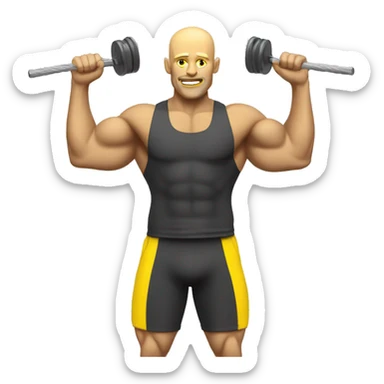 yellow bald guy workout cable shoulder press sticker