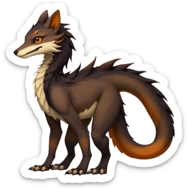 Brown and beige badass elegant wild beautiful natural cute badass epic exotic anthro modern furry 2-legged sergal-vernid-creature, full body, dark-brown-black-gradient pretty hair, with a long tufted tail, beautiful hazel-orange eyes, aesthetic, art by LiLaiRa, art by art by Falvie sticker