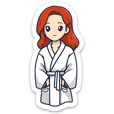 Redhead in a white robe sticker