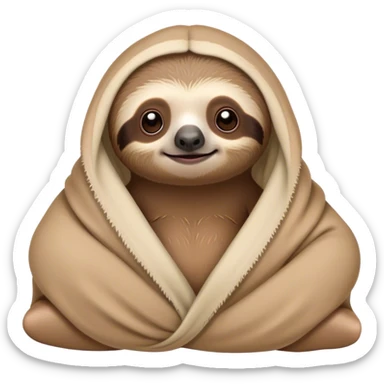 Disney-style cute baby sloth in blanket sticker