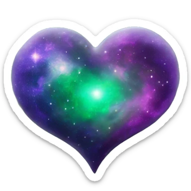 green and purple galaxy heart sticker
