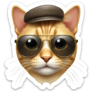 Cat with aviator sun glasses smiling sticker