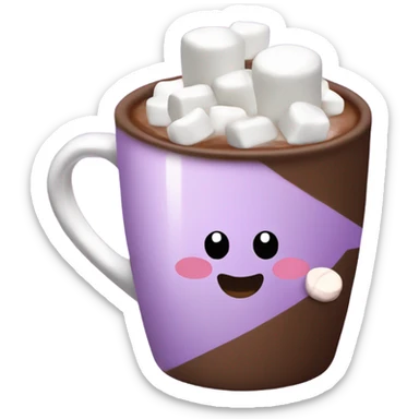 Hot chocolate with marshmallows Christmas themed light purple sticker