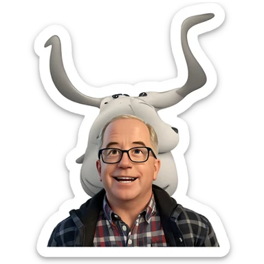 smiling boy in plaid shirt sticker