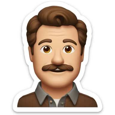 Ron Swanson smiling with a steak sticker