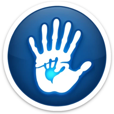 handprint with a glowing sign in the center sticker