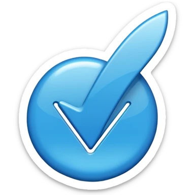 blue verified check mark symbol, emoji style, similar to social media blue check sticker