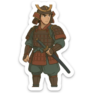 ghibli style Japanese samurai warrior sticker