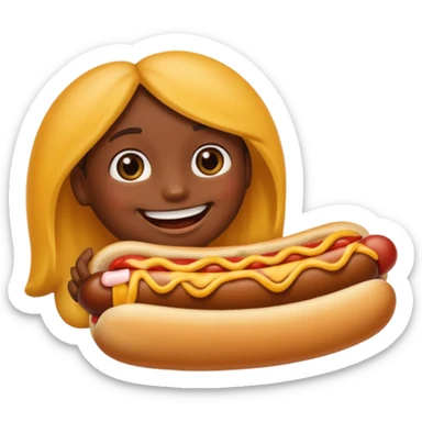 Hot emoji with hotdog in mouth sticker
