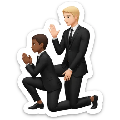 Kneeling person silhouette (proposal pose) sticker