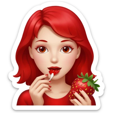 the woman eating strawberries
 sticker
