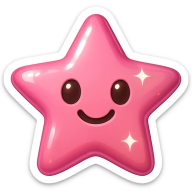 pink star emoji, shiny and cheerful sticker