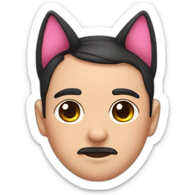 Hitler with pink flushy cat ears sticker
