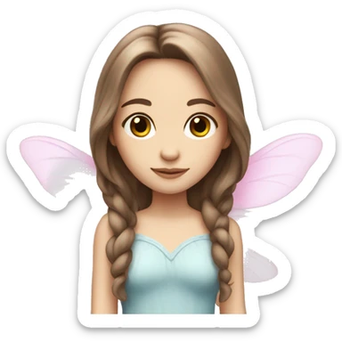  fairy with brown hair and pink wings and pale skin tone long hair   sticker
