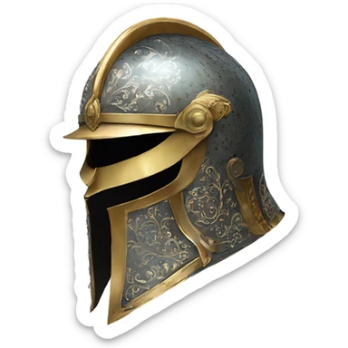 ornate french full-face armet helmet intricate inlays sticker