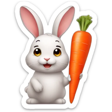 Cute rabbit with a carrot sticker