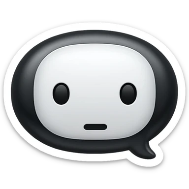  chat burbulas juodai baltas su mettalic efektu be veiduko sticker